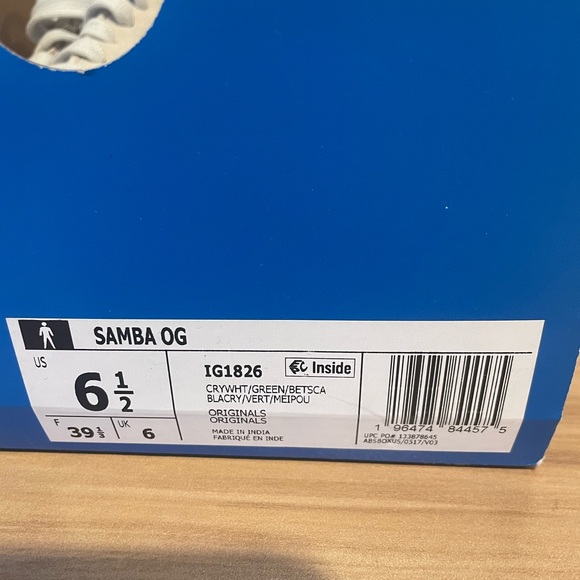 Size 6.5M / 8W- adidas Samba OG Crystal White Green Scarlet - Picture 5 of 5